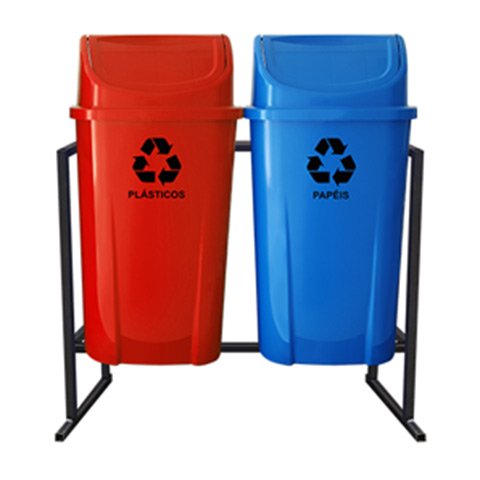 2 Lixeiras Para Coleta Seletiva 60 Litros – KIT com 2 Lixeiras