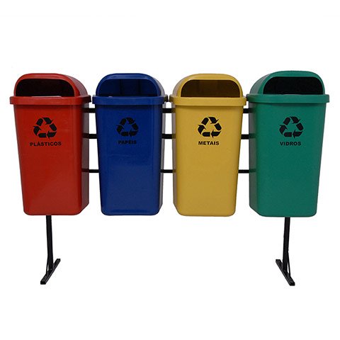 4 Papeleiras Para Coleta Seletiva 50L