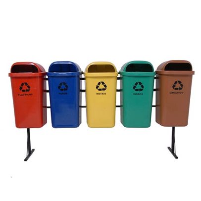 5 Papeleiras Para Coleta Seletiva 50L