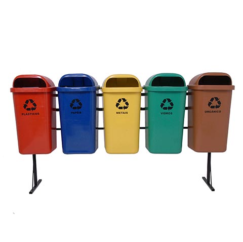 5 Papeleiras Para Coleta Seletiva 50L