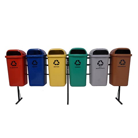 6 Papeleiras Para Coleta Seletiva 50L