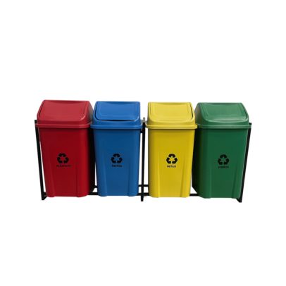 4 Lixeiras Basculantes Para Coleta Seletiva 100 Litros - Kit 4 Lixeiras