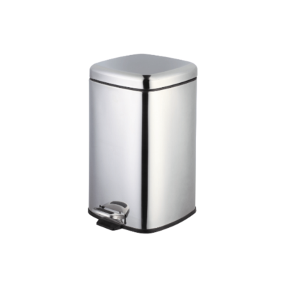 Lixeira em Aço Inox 12L com Pedal Quadrada Banheiro e Cozinha