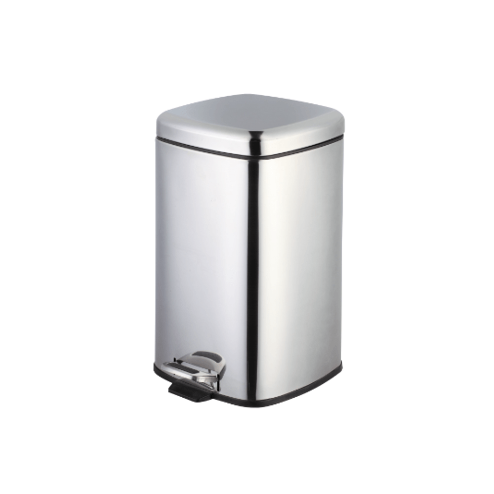 Lixeira em Aço Inox 12L com Pedal Quadrada Banheiro e Cozinha