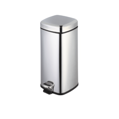 Lixeira em Aço Inox 30L com Pedal Quadrada Banheiro e Cozinha