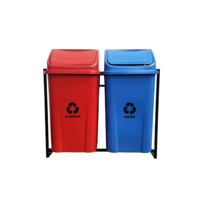 2 Lixeiras para Coleta Seletiva 100 Litros – KIT com 2 Lixeiras