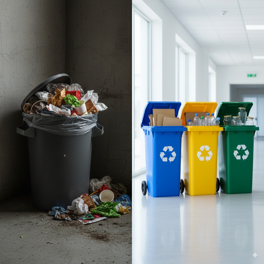 Diferença entre lixeira comum e lixeira de coleta seletiva