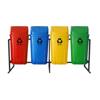 4 Lixeiras Para Coleta Seletiva 60 Litros – KIT com 4 Lixeiras