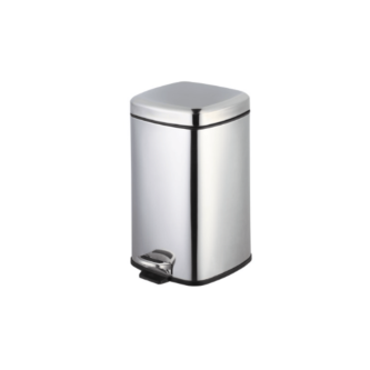 Lixeira em Aço Inox 20L com Pedal Quadrada Banheiro e Cozinha
