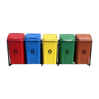 5 Lixeiras para Coleta Seletiva 100 Litros – KIT com 5 Lixeiras