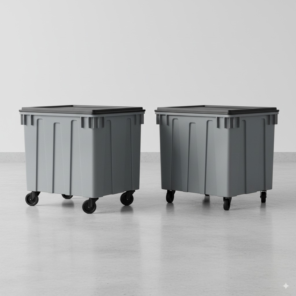 Caixa plástica 372L com ou sem rodas? Descubra a ideal!